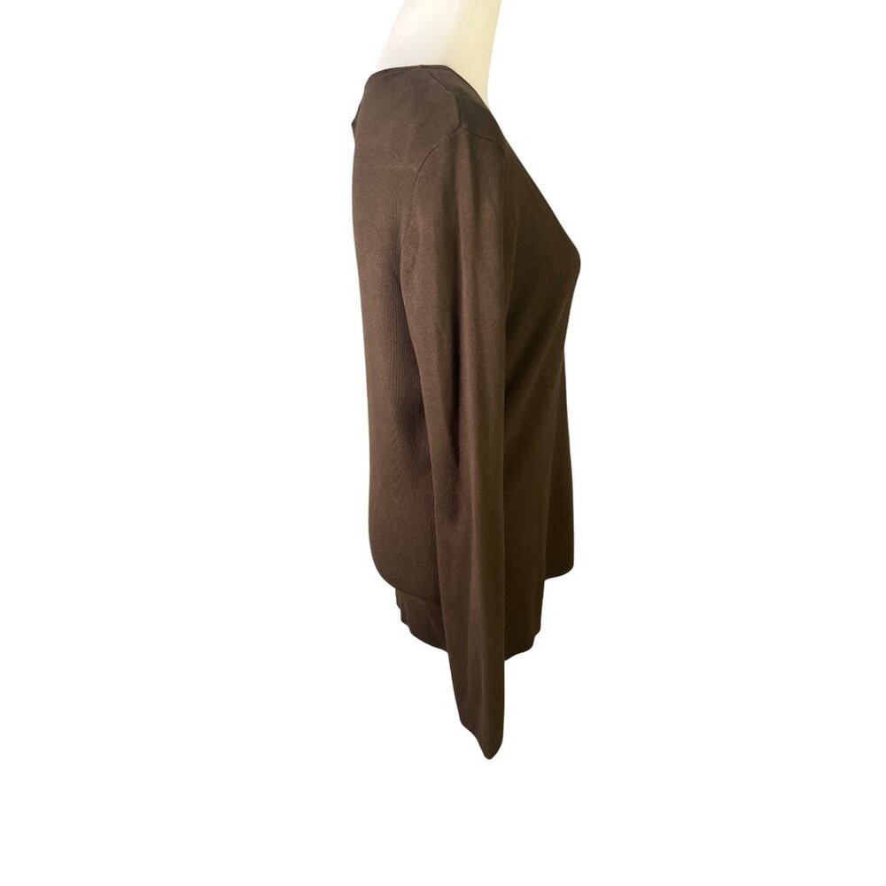 Chico's Brown V-Neck Long Sleeve Knit Top Pullover Sweater size M - Picture 6 of 8